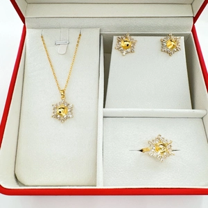 Set gioielli fiocco di neve in argento S925 con collana orecchini e anello coordinati