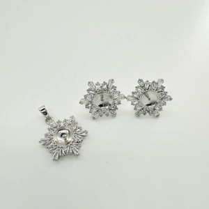 Set gioielli a fiocco di neve in argento S925 con basi vuote per montaggio perle fai da te