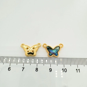 18K gold plated butterfly shell pendant connector for DIY jewelry necklace making