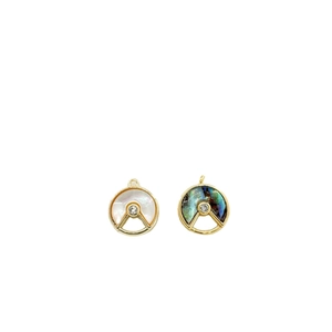 18K gold plated shell pendants with round butterfly design and sparkling zircon stones