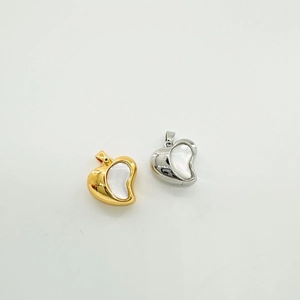 Pendentifs cœur en or 18K et argent avec nacre pour colliers et bracelets de bricolage