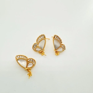 18K gold plated butterfly jewelry charm with mother of pearl and zircon for DIY crafts