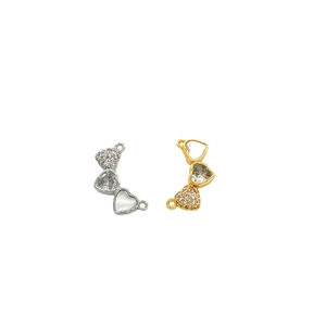Pendentif cœur plaqué or 18K avec zircone et nacre pour la création de bijoux DIY