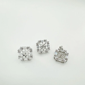 18K gold plated geometric DIY earring settings with micro-pave cubic zirconia stones