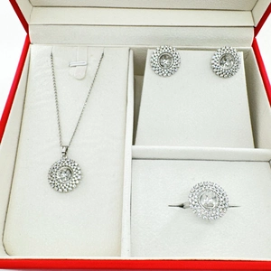 Elegant 18K gold plated pearl jewelry set featuring necklace earrings and ring