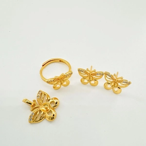 Detailed set of 18K gold plated butterfly jewelry mounts for DIY pearl inlay projects