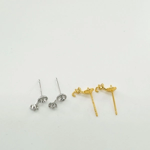 Minimalistische 18K goud en S925 zilveren hartvormige parel DIY oorknopjes basis