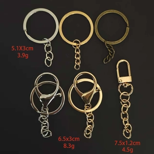 Dettaglio di chiusure a moschettone e anelli portachiavi in argento, oro e bronzo