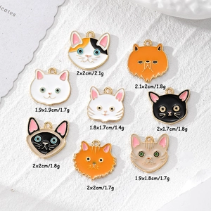 Set mit 8 süßen Emaille-Katzenanhängern aus Legierung für DIY-Schmuck und Schlüsselanhänger