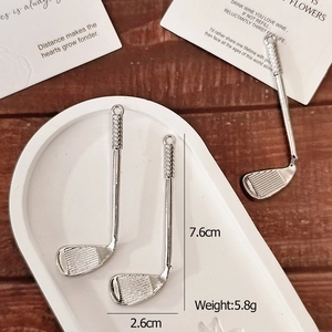 Zilveren golfclub sleutelhanger hanger van legering met handvat in kruisraster