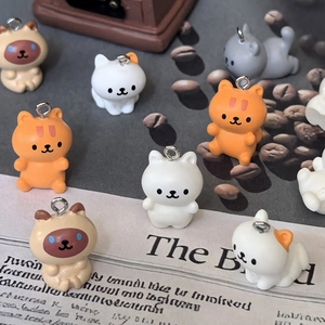 Cute resin smiling cat and animal charms set for DIY jewelry making earrings and necklaces
