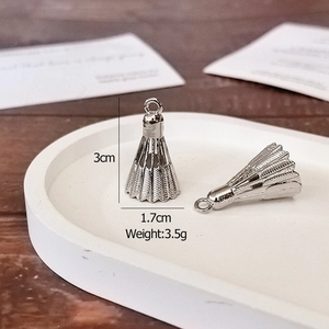 Zilveren badminton shuttle hangers van legering voor DIY sleutelhangers, 3cm hoogte