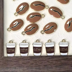 Creatieve DIY Koffie Thema Legering Emaille Hanger Koffieboon Kopje Charms Voor Sieraden Maken Armband Sleutelhanger
