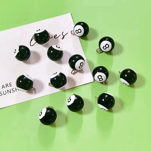 DIY resin black 8 pool ball pendants with metal loops for creative jewelry making