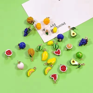 Assorted colorful enamel fruit charms with gold loops for DIY jewelry making