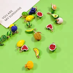 Assorted colorful enamel alloy fruit pendants for DIY jewelry making and crafts