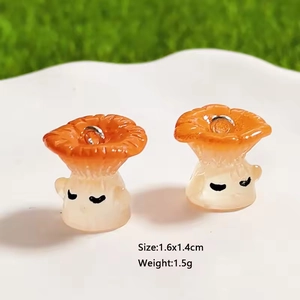 Close-up of resin mushroom charms with cute faces, size 1.6x1.4cm for DIY jewelry