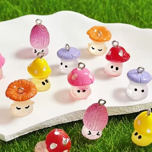 Luminous resin mushroom pendants in vibrant colors for DIY jewelry and crafts making