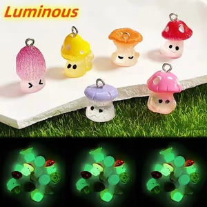 Luminous Cartoon Resin Mushroom Pendants DIY Colorful Cute Fungus Hanging Accessories For Jewelry Making Earrings Necklace Keychain