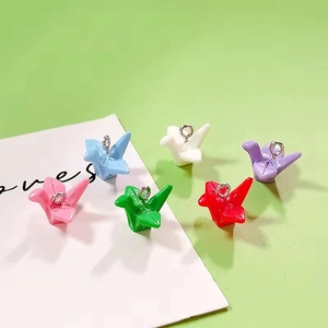 Creative Origami Paper Crane Resin Pendants For DIY Earring Necklace Keychain Making Colorful Animal Bird Jewelry Accessories