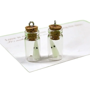 Luminous ghost resin glass bottle pendants for DIY necklaces and creative earrings