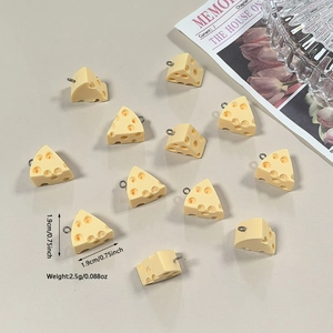 Resin Simulation Triangle Cheese Food Pendant DIY Cartoon Yellow Food Play Jewelry Accessory For Earring Necklace Keychain