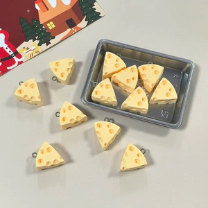 DIY resin simulation triangle cheese pendants with metal rings for jewelry making