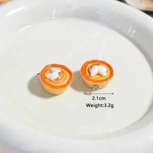Cute resin egg tart charm with cat and corgi butt design for DIY jewelry making
