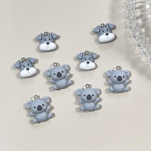 Pendentifs mignons en résine koala et chien schnauzer pour bijoux et porte-clés DIY