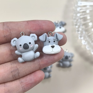 Pendentifs mignons koala et chiot en résine avec anneaux pour bijoux faits main