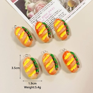 Set of 6 realistic resin bread charms with dimensions 3.5x1.9cm for DIY jewelry making