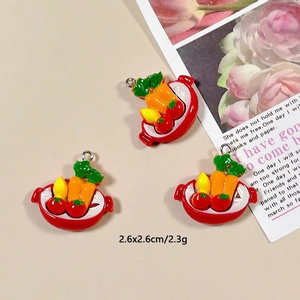 Macro shot of 2.6cm resin bread vegetable charms for DIY jewelry making and crafts