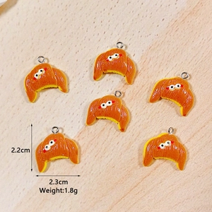 Cute resin croissant bread charms with cartoon eyes for DIY jewelry making and crafts