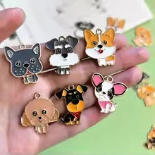 DIY colorful dog charms set featuring Bulldog Schnauzer and Corgi for jewelry making