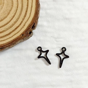 Punk black hollow four-point star alloy pendants set for DIY necklace jewelry making