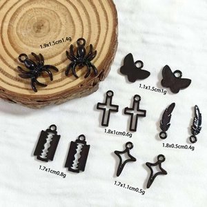 Alloy punk charms collection with spider, cross, and blade shapes for DIY jewelry making