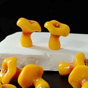 Cute resin mushroom pendants with yellow orange gradient for DIY jewelry making and crafts