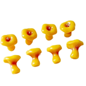 Set of 8 resin mushroom pendants with metal loops for DIY jewelry making and crafts
