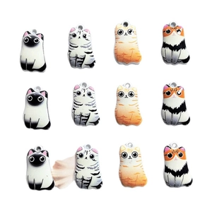 Lot de 12 breloques chats mignons en alliage pour bijoux DIY avec film protecteur de surface
