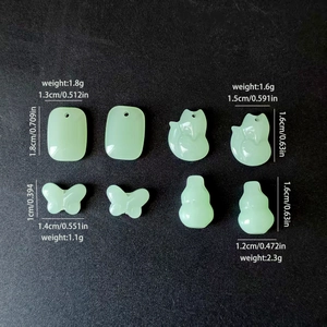 Green resin pendants in gourd butterfly and fox shapes for DIY jewelry making