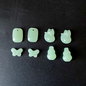 Light green resin charms set including gourd and butterfly shapes for DIY jewelry making
