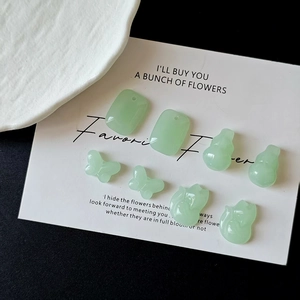 Faux jade resin charms set featuring butterfly and gourd shapes for DIY jewelry making