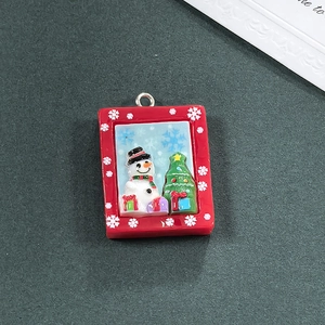 Pendaglio in resina con pupazzo di neve e albero di Natale con gancio per gioielli fai-da-te