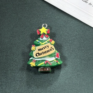 Ciondolo albero di Natale in resina con striscione Merry Christmas e stella dorata