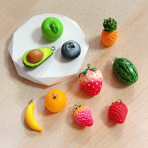 Simulation Fruit Resin Pendants Charms DIY Jewelry Making Accessories For Earrings Necklace Keychain Strawberry Pineapple Watermelon Decoration