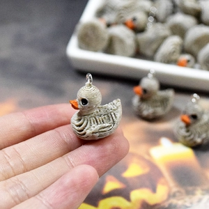 Skull duck resin pendant with spiral bone texture for DIY Halloween punk jewelry craft