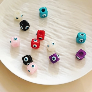 Perles cubiques colorées œil protecteur en résine pour la création de bijoux DIY