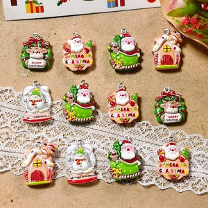 12er-Set festliche Weihnachtsanhänger aus Harz mit Weihnachtsmann und Rentier für DIY