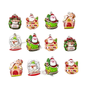 Weihnachts-Set aus Harz-Anhängern mit Weihnachtsmann und Schneemann für DIY-Schmuckherstellung