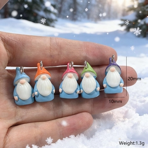 Cute resin Christmas gnome charms 5-piece set for DIY earrings and holiday decorations